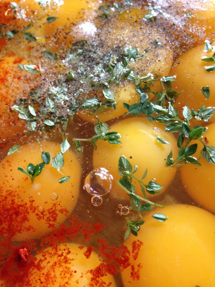 raw eggs with spices