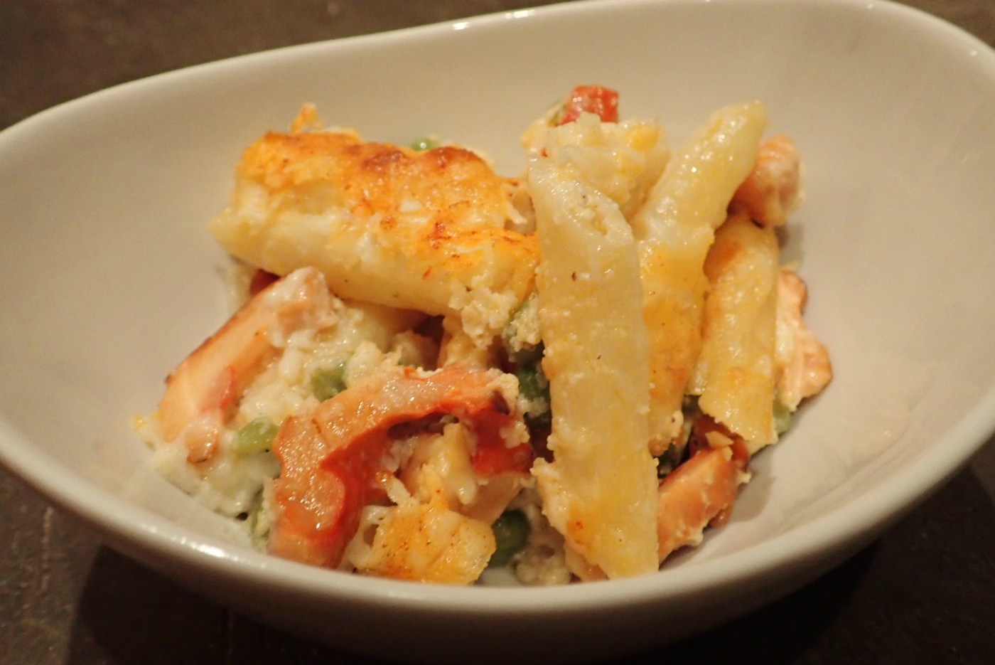 bowl of mac n cheese with sulfer shelf