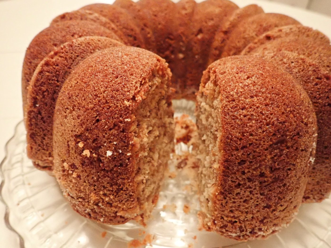 Banana nut nread from a bundt pan